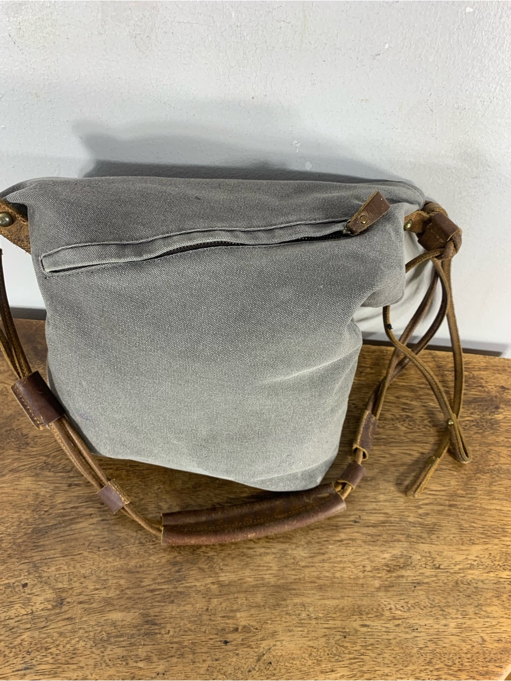 Casual canvas  and leather crossbody shoulder bag - Picture 4 of 9